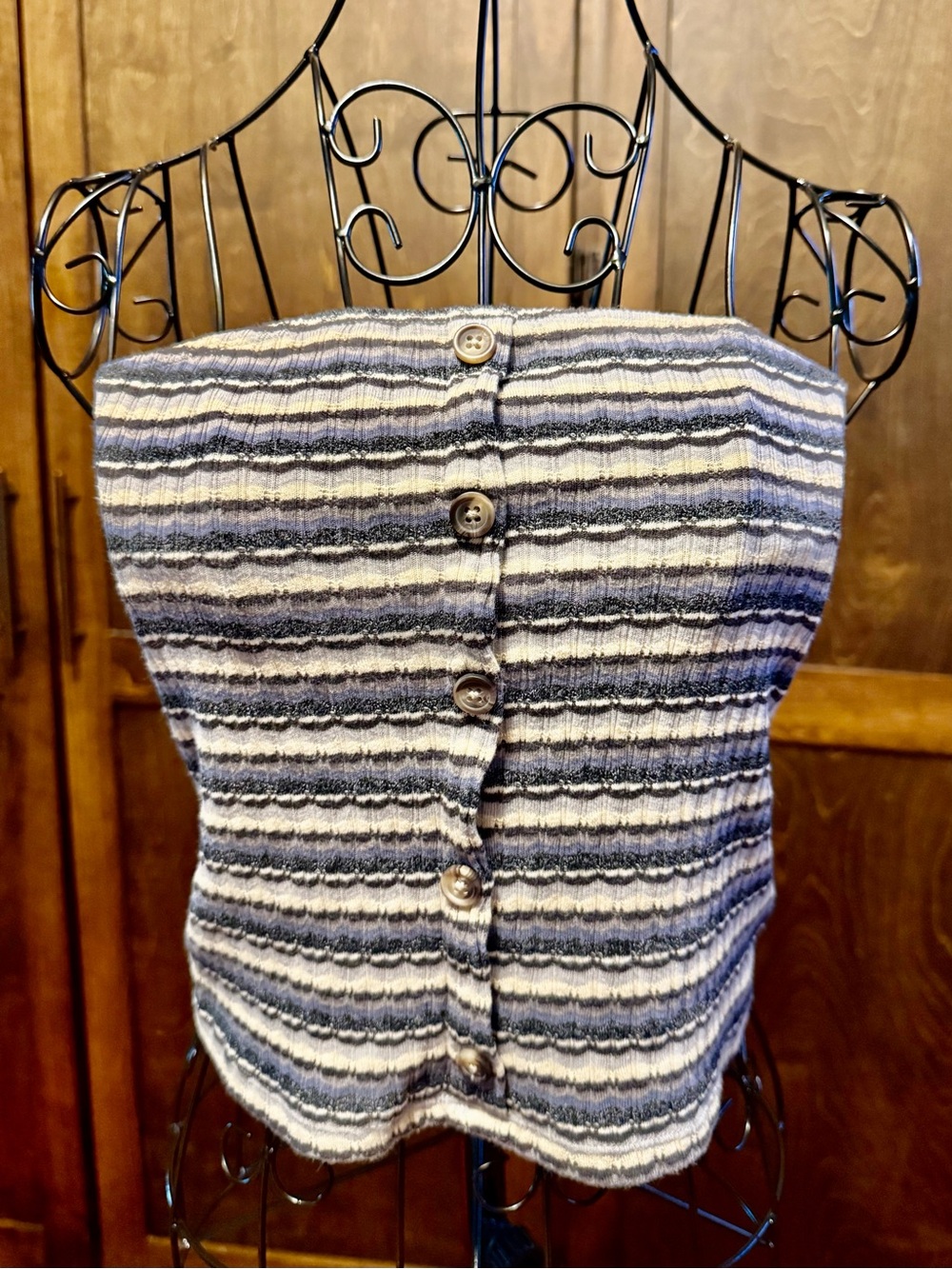 American Eagle Striped Knit tube top in Navy and White
